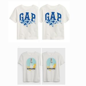 2pc GAP Kid bundle White T shirt Shark Twin Family Brother Sister 3t